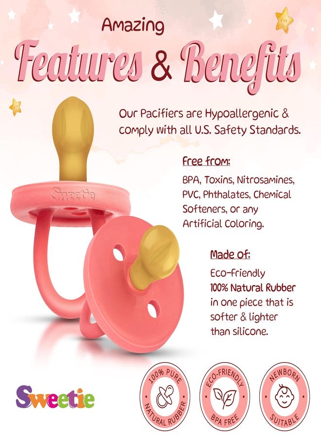 SWEETIE Rubber Pacifier Natural Rubber Pacifier Rounded Pink Medium 6-12 Month - Image 5